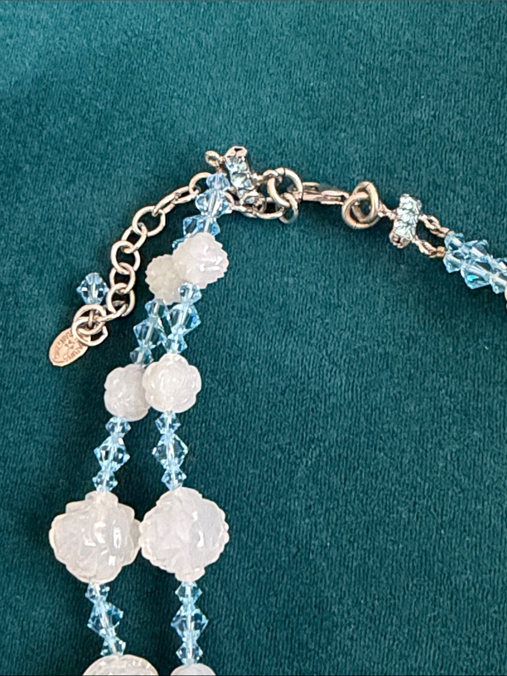 Tarina Tarantino Rare Chunky Ice Blue Roses 2 Strand Necklace - Picture 3 of 6
